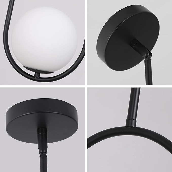 SeeU Modern Pendant Lighting One Light Chandelier Globe Black Pendant Light Indoor Hanging Light Fixture for Kithchen Island Dinning Room Bedroom