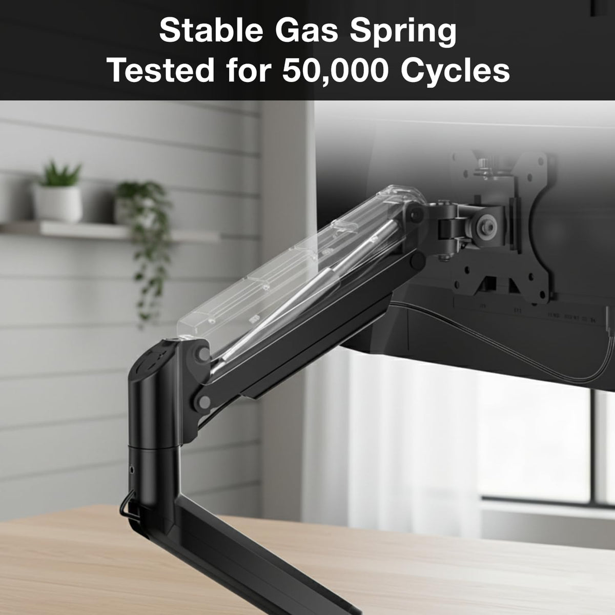 VYNTERA 1334 Setup Single Monitor Arm Desk Mount Adjustable Gas Spring Monitor Stand for Screens, Full Motion Swivel