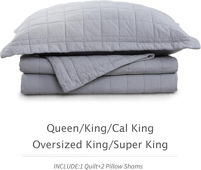 100% Cotton Quilt Sets King Size - Soft Lightweight Quilt Bedding Set for Bedroom Decor- Bedspread in Geometric Pattern with 2 Pillow Shams for All Season, 98x106 inches