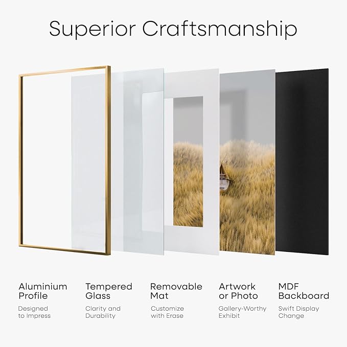 Homeforia 6x6 Picture Frames Bronze, High End Metal 6 x 6 Square Photo Frame with Mat 4 by 4, 6x6 Brass Frame Matted to 4x4 inch Print, 6by6 Wall or Tabletop Frames, Tempered Glass, Wall Kit, Set of 1