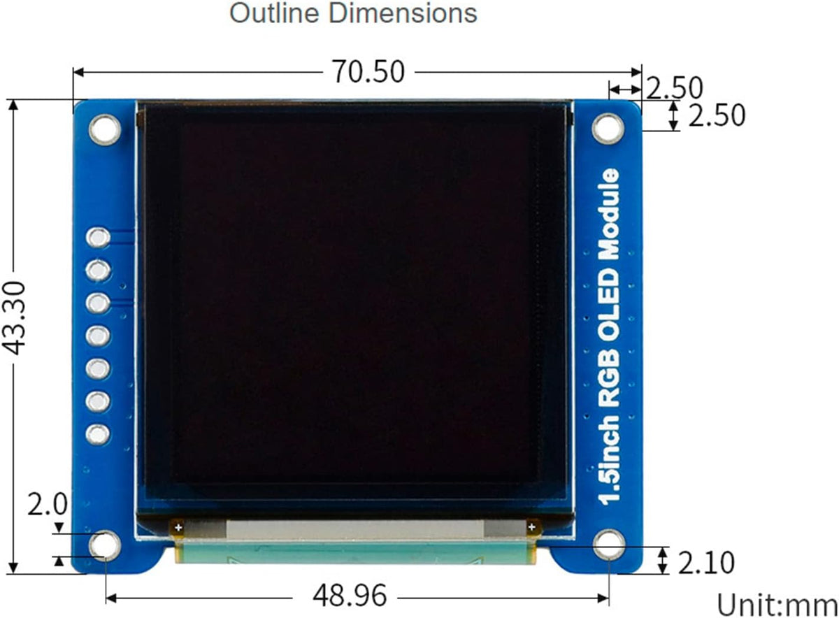 waveshare 1.5inch 128x128 16-bit (65K STM32 RGB OLED Display Module, Pixels High Color Colors) SPI Interface Compatible
