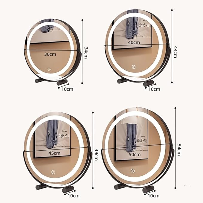 FERKAP Tabletop Vanity Mirror with Lights Lighted Makeup Mirror Touchscreen Control 3 Color Lighting Modes 360°Rotation High Definition Lighted Up Mirror (Color : White, Size : 17.7"X19.3")