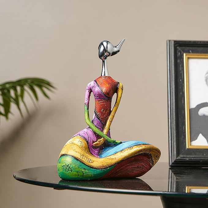 Octdays Art Female Sculpture Figurines, Abstract Woman Statue for Home Decor, Modern Colorful Sculpture Decorations for Living Room Shelf Office Cabinet Accents (Colorful-B)