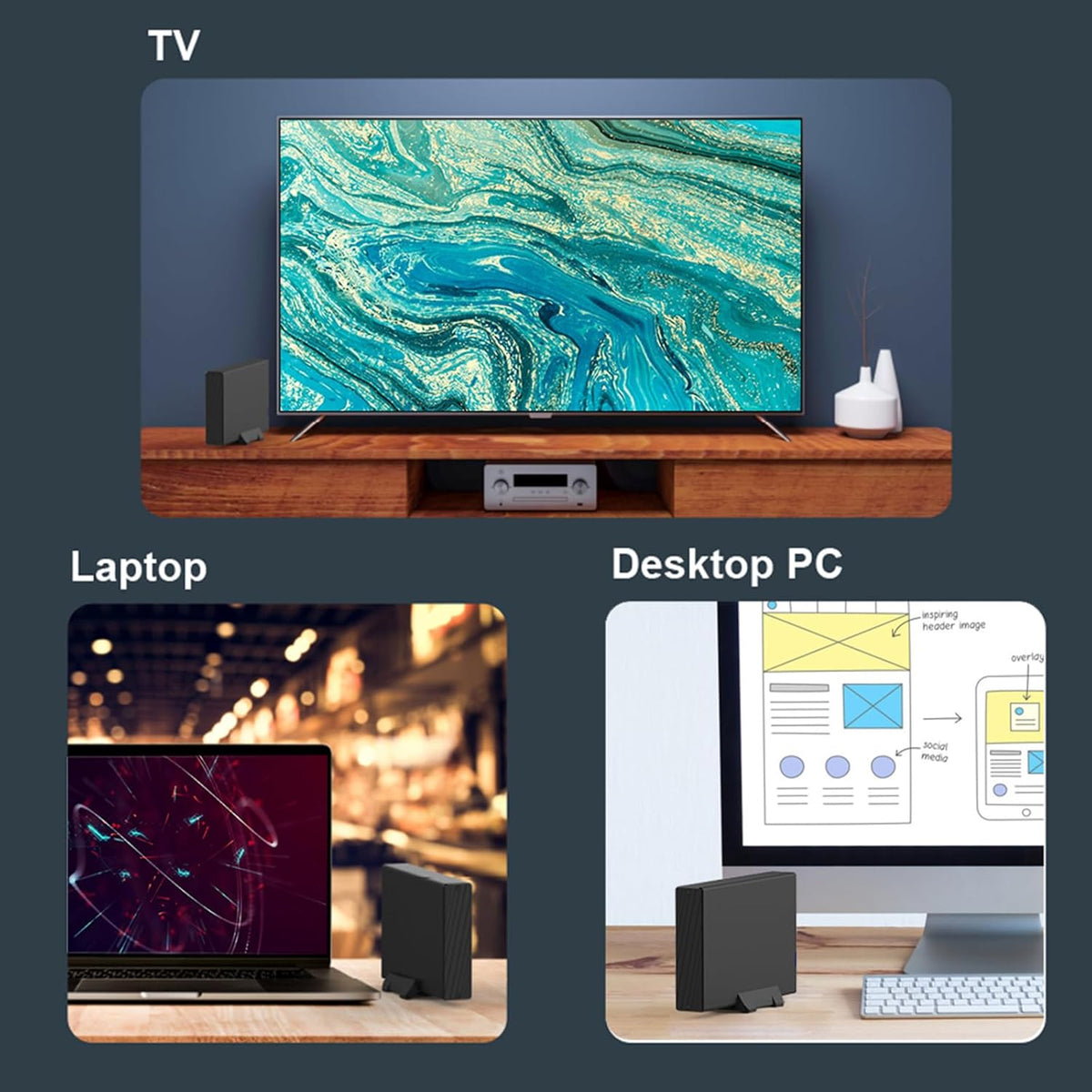 GODO 3.0 3.5 Inch 3.5 inch 18TB USB to Hard Drive Enclosure, Vertical External Hard Drive Docking with Stand for SATA