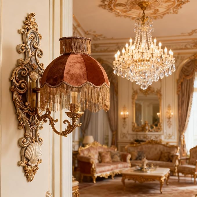 Velvet Shade with Tassel, Caramel, Handmade Dome Design for Floor Lamp and Table Lamp (1, Caramel, Small)