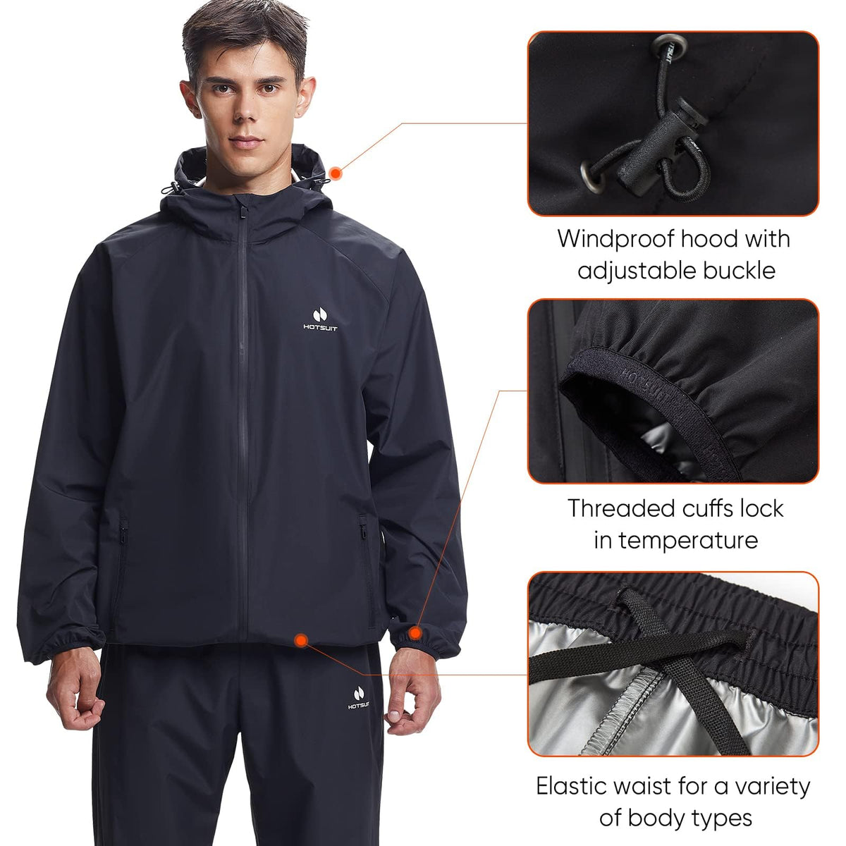 HOTSUIT Sauna Suit for Men Weight Loss Sweat Suit Boxing Exercise Sweat Sauna Jacket Pants