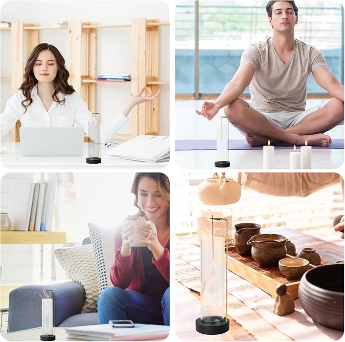 Incense Holder for Sticks, Anti-Ash Flying Incense Burner with 30 Incense Sticks, Detachable Glass Ash Catcher