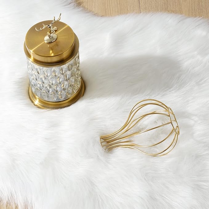 Faux Fur Small Rug 2 x 3 ft White Shaggy Sheepskin Machine Washable Fuzzy Area Rug Super Soft Fluffy Plush Carpet for Bedroom Living Room Floor Nursery Kids Room Bedside Rug