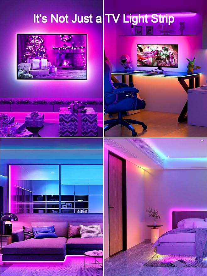 TV LED Lights, 11.5ft LED Lights for 32-55 Inch TV, RGB TV Backlight Behind with Remote, Music Sync Bluetooth APP Control Strip Lights USB Powered for Bedroom, PC, Gaming Monitor