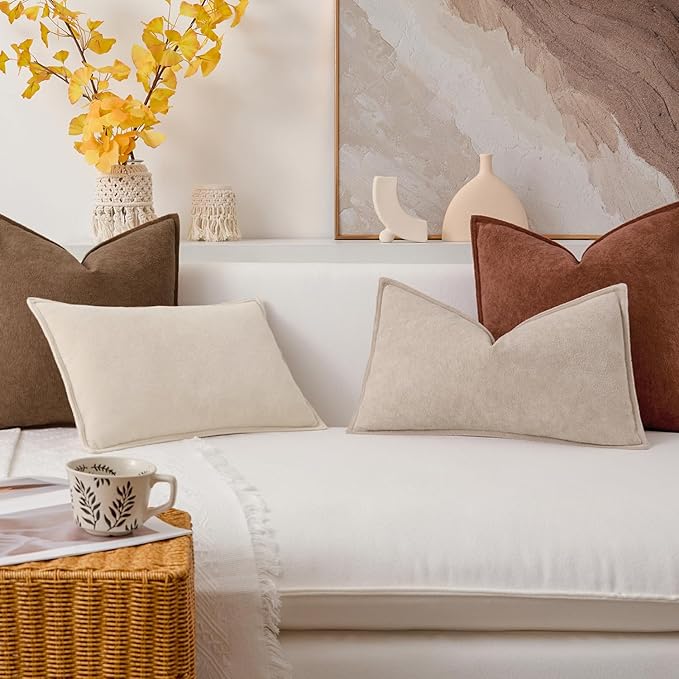 Kevin Textile Waterproof Decorative Pillow Covers Rust 26x26 Inch Pack of 2 Soft Boucle Textured Euro Pillowcases Elegant Accent Pillows for Couch Sofa Chair Bed Home Decor Indoor Outdoor