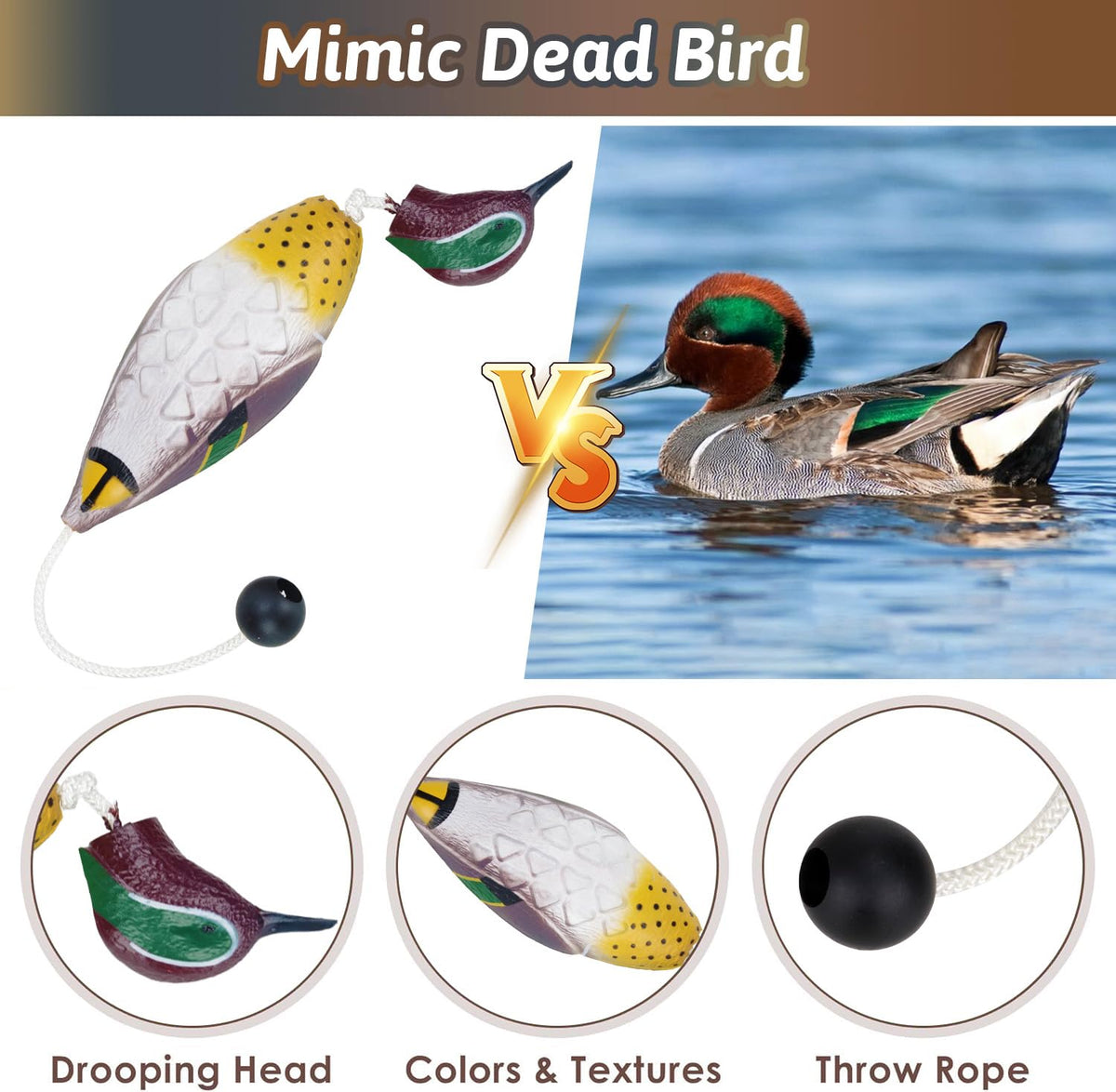 fingig 2 Pcs Mottled Mallard Mandarin Duck Dummy Bumper Toys for Hunting Retriever Dog Training, Retriever Outdoor Training Toy,Hunting Recognition Trainers, Foam Pet Interactive Toys