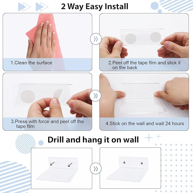 10 Pack Acrylic Floating Shelves for Wall, Wall Mounted Small Hanging Display Shelves for Plants, Funko Pop Figures, Adhesive Shelf for Bedroom, Picture Toy Clear Display Shelf