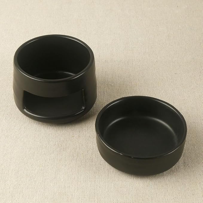 Ceramic Essential Oil Burner Tealight Candle Holder Decorative Aroma Diffuser Separable Wine Red