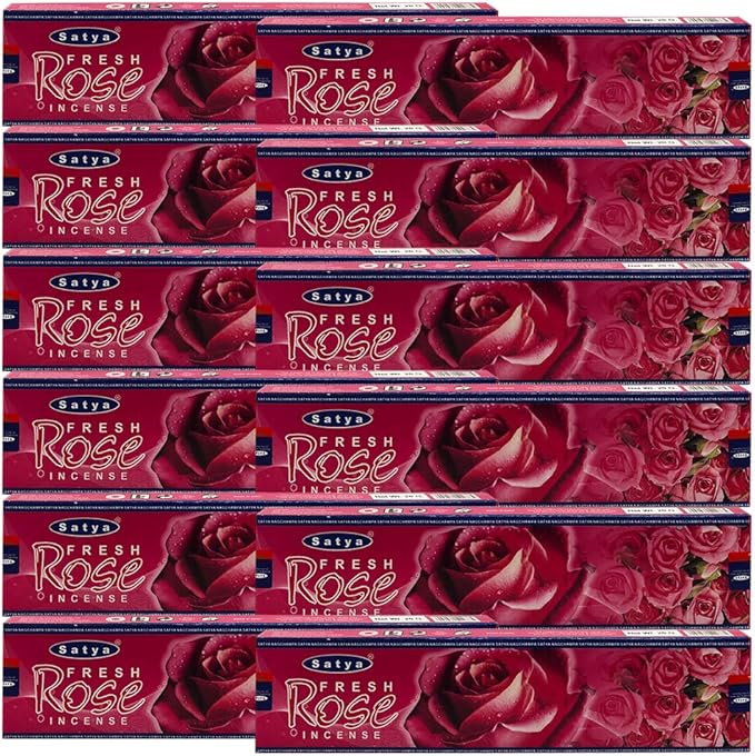 Fresh Rose Incense Sticks and Incense Stick Holder Bundle Insence Insense Satya