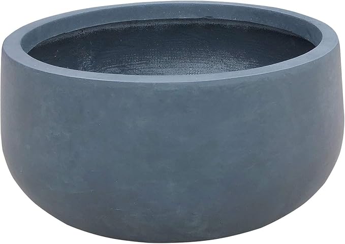 Kante 19.6" Dia Round Concrete Planter, Cement Plant Pots with Drainage Hole and Rubber Plug for Outdoor Indoor Garden Home, Modern Curvaceous Design, Charcoal