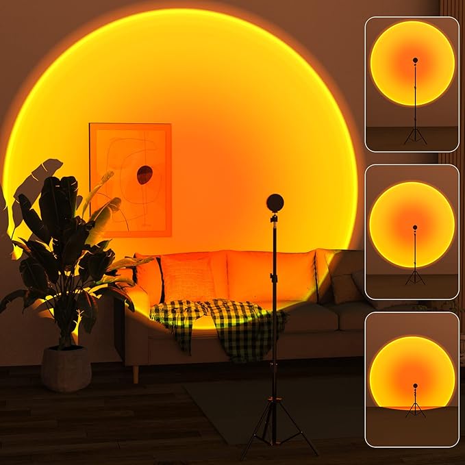 Balkwan Sunset Floor Lamp Projection 140cm Adjustable Stand Led Night Light 360 Degree Rotation Network Light with 3M USB Cable Floor Light for Living Room Bedroom