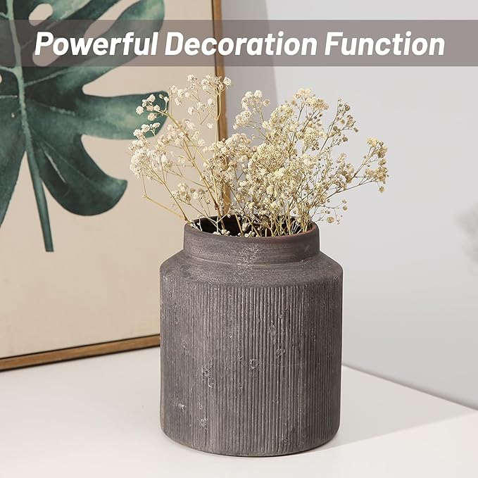 Rustic Vases for Home Decor. Ceramic Vase for Dining Table Decor. Terracotta Decorative Vase 6.1IN. ZSHLXM