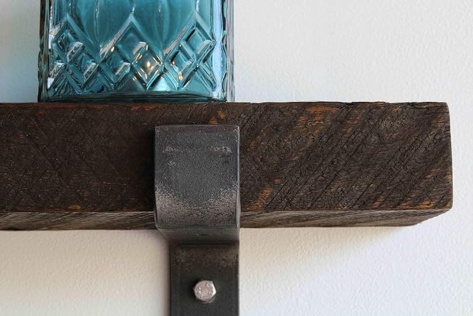 Urban Legacy Accent Shelves | Reclaimed Barn Plank | Set of 2 with Full Brackets (Coffee Bean 18"x 4.5"x 2")