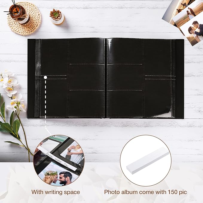 potricher Photo Album 4x6 600 Photos Leather Cover Large Capacity Picture Albums with 600 Horizontal and Vertical Pockets for Family Wedding Anniversary and Baby (White)
