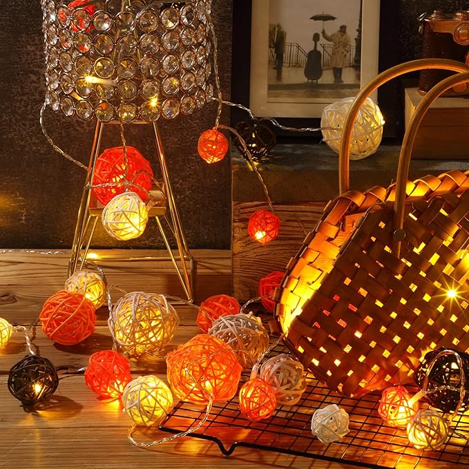 Patelai 36 Pcs Wicker Rattan Balls Decorative Balls for Vase Centerpiece Bowls Orbs Filler for Home Decor,4 Sizes(Bright Color)