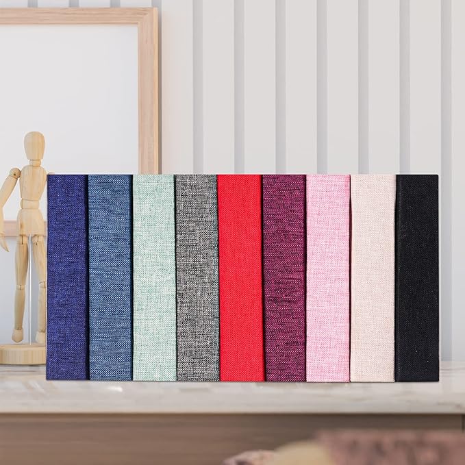 Vienrose Photo Album 4x6 50 Pockets Linen Frame Cover with Memo Areas Photobook Mini Slip-in Picture Book for Wedding Baby Vacation, Blue