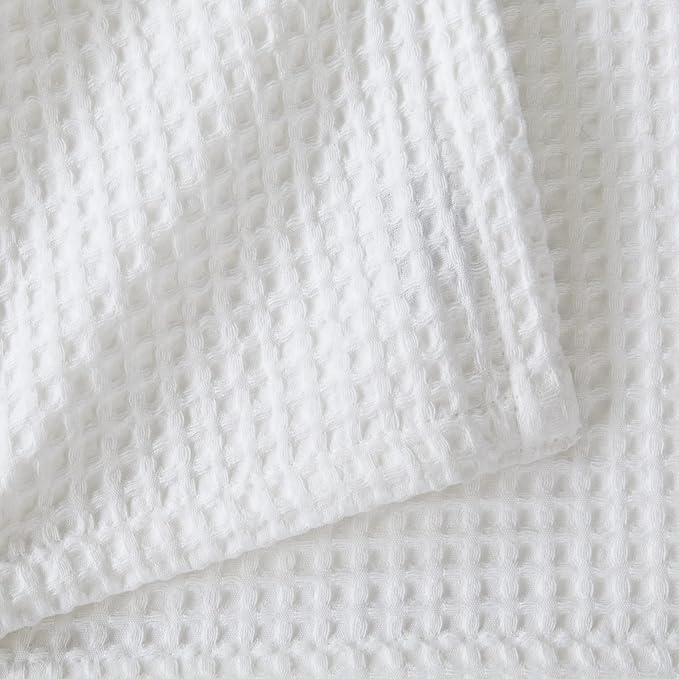 100% Cotton Waffle Weave Bed Blanket | Soft, Breathable, and Lightweight Blanket for All-Season | Perfect for Layering | Brielle Collection (Full/Queen, White)