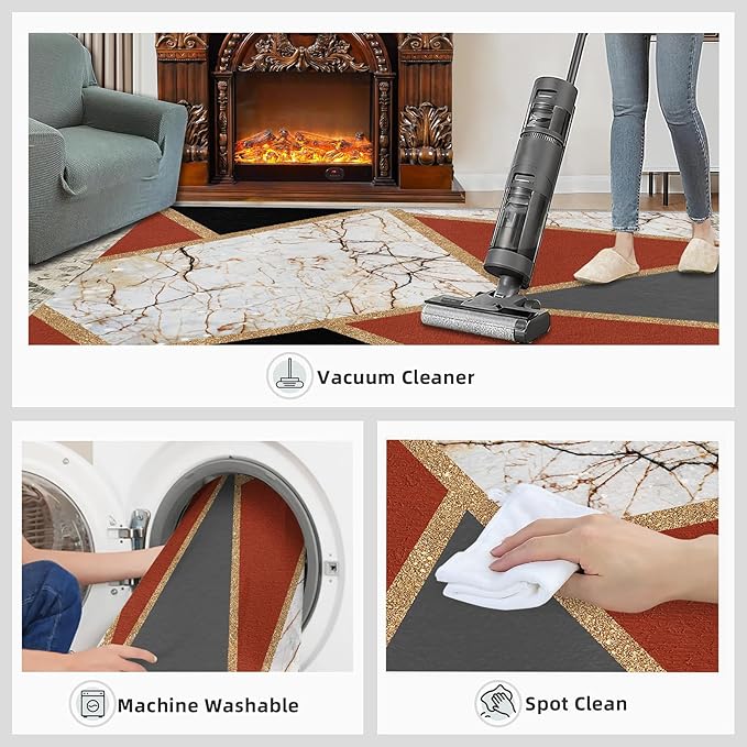 Vintage Marble Rug Abstract Marble Carpet for Living Room Light Luxury Stone Crack Rug Abstract Geometric Striped Carpet Non-Slip Indoor Rugs for Bedroom Living Room 8x10ft