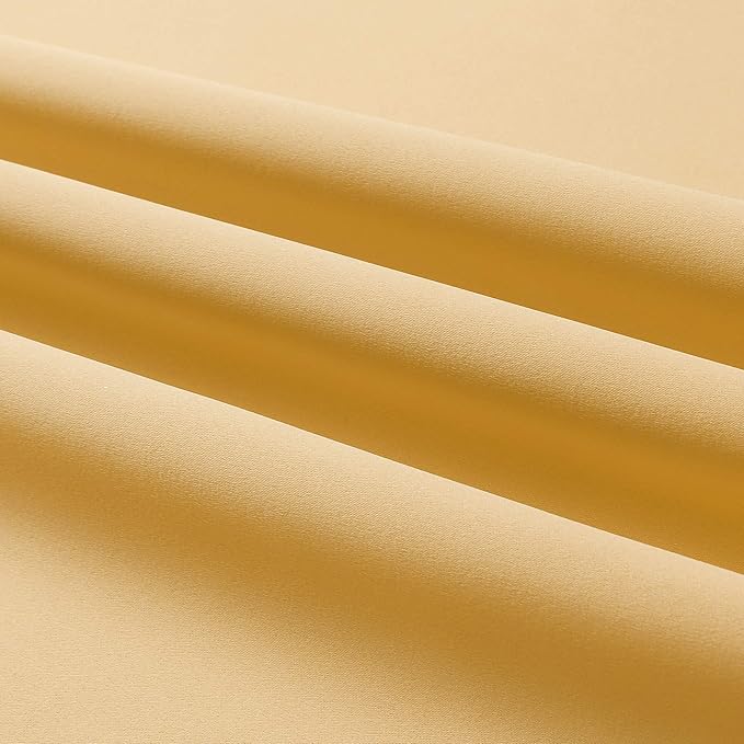 DUALIFE Butter Yellow Curtains for Bedroom Kids 84 Inches Long Room Darkening Solid Window Drapes for Living Room Thermal Insulated Grommet Top 42W x 84L,2 Panels