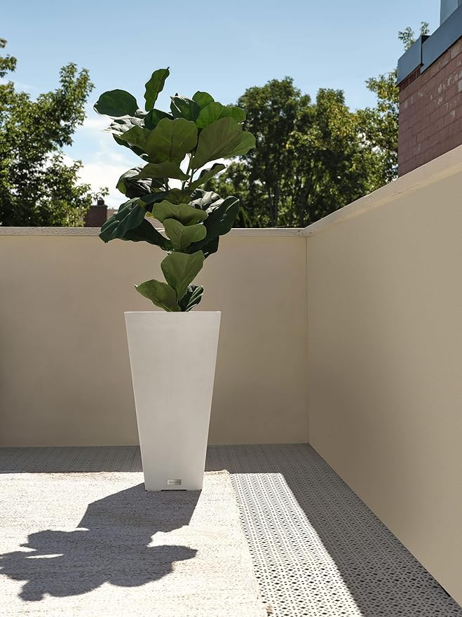 Veradek V-Resin Indoor/Outdoor Taper Planter (26 inch, White)