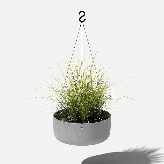 Veradek Mason Series Hanging Kona Planter - Round Planter for Outdoor Balcony/Patio | Made from Plastic-Stone Composite with Hanging Attachment | Modern Décor for, Flowers, Succulents, Small Plants