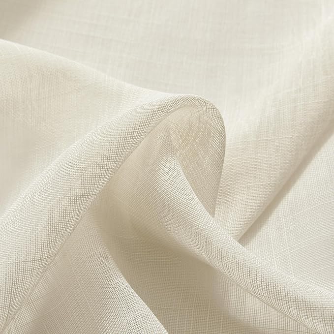 Joydeco Sheer Curtains 84 Inches Long, White Curtains for Living Room 2 Panels Set, Linen Curtains Window Privacy Assured with Light Filtering(W52 x L84 Inch,Linen)