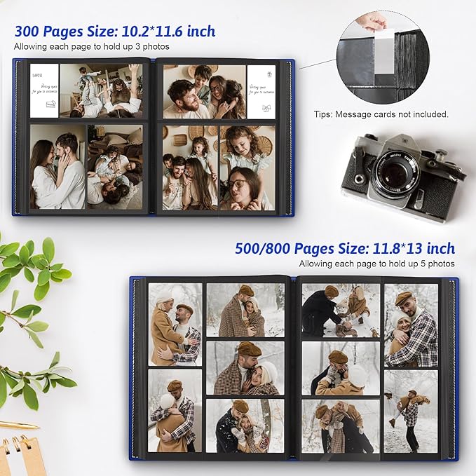 Popotop Photo Album 4x6 800 Pockets with Leather Hardcover Cover, Large Photo Album Binder Book with 80Pcs Pages for Family Travel Wedding Baby Gifts