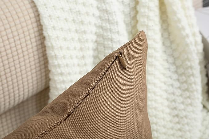 TangDepot Cotton Solid Throw Pillow Covers, 20" x 20" , Light Coffee, 1 Count (Pack of 1)