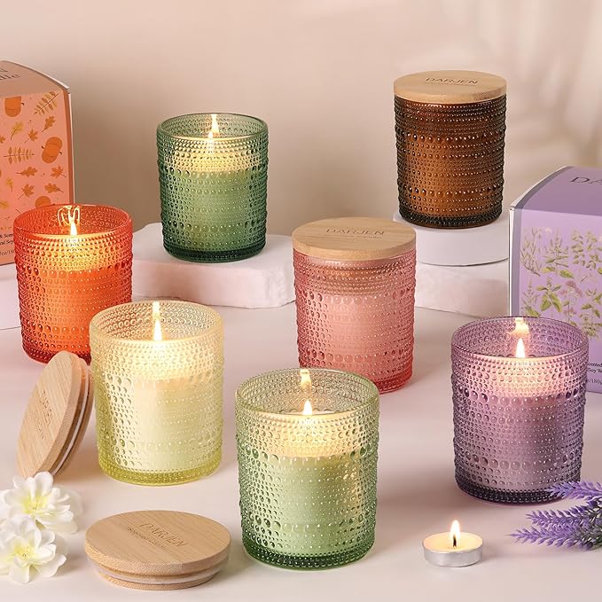 DARJEN Pumpkin Candles for Home- 6.3oz 42H Natural Soy Wax Aromatherapy Jar Candle with Strong Scent, Decorative Aesthetic Candles for Entryway, Living Room, Fall Obsession, Luxury Gift