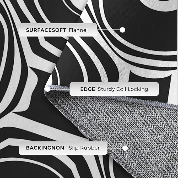 Black and White Geometric Rugs for Home Decor, 8x10 ft, Ring Circle Area Rugs for Living Room, Soft Non Slip Washable Modern Abstract Carpet Bedroom Decorations Dt-Ghf-31