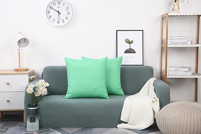 TangDepot Handmade Decorative Solid 100% Cotton Canvas Throw Pillow Covers/Cushion Covers, 45 Colors Available - (16" x 16" , Mint Green, 1 Count (Pack of 1))