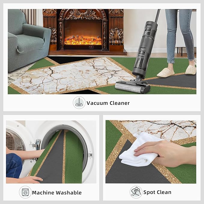 Jadeite Marble Area Rugs 3D Black Gold Marble Rug Light Luxury Geometric Line Carpet Mid-Century Simple Rug Stone Cracks Rugs for Living Room Bedroom 4x5ft