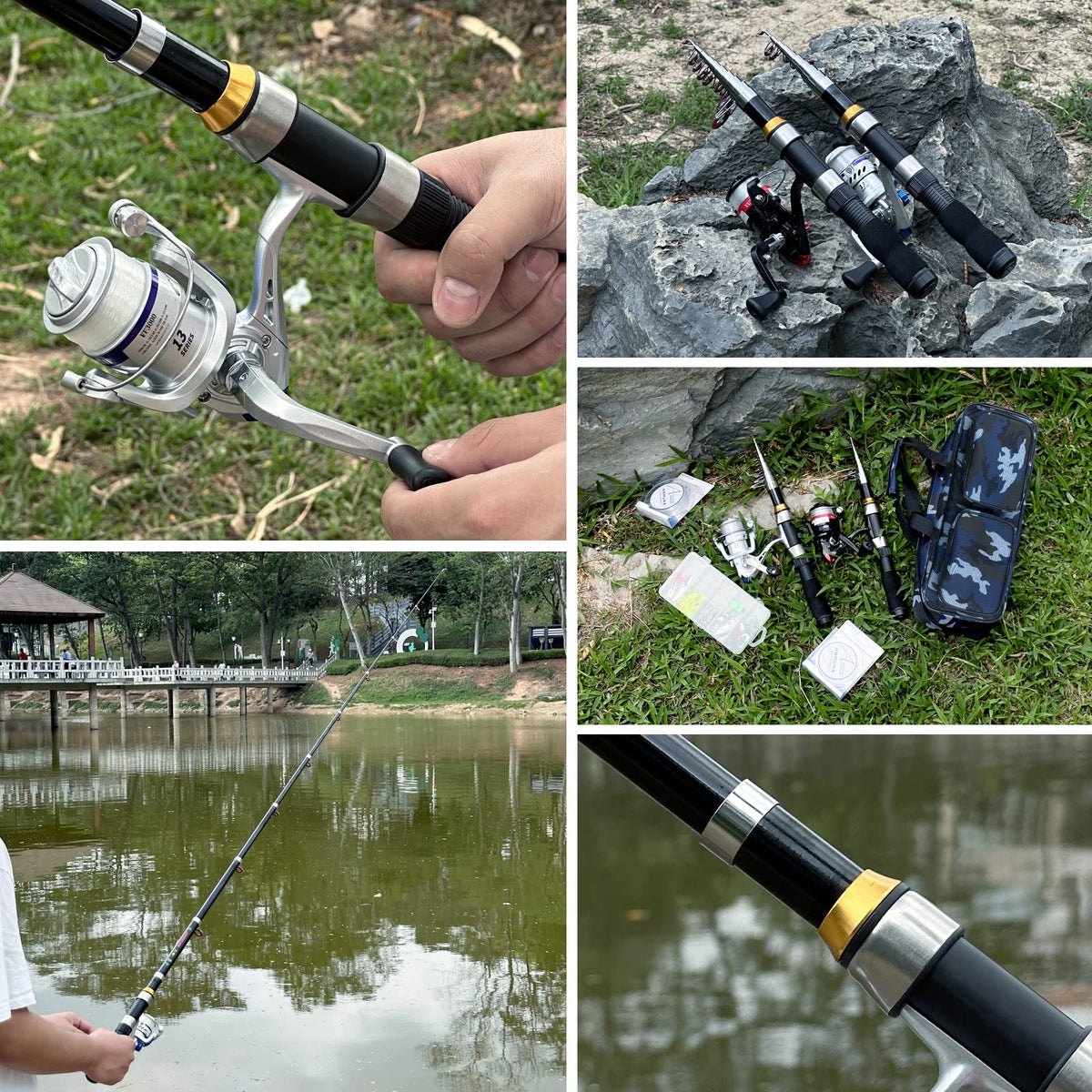 Telescopic Fishing Rod Reel Combo 2PCS 6.89FT Collapsible Fishing Pole Spinning Reel Lures Accessories with Fishing Bag Portable Fishing Rod Kit for Saltwater Freshwater Travel Fishermen Gift