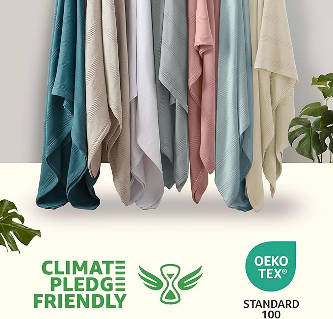 King Size 100% Cotton Blanket | Super Soft Breathable Lightweight Throw | All-Season Knit Blanket | Luxury Hotel Versatile | Easy Care Pink Clay