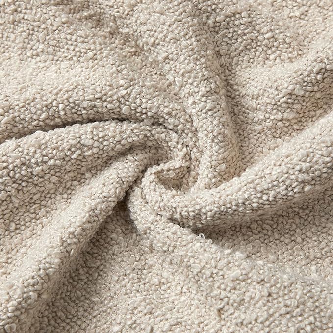 JUSPURBET 22x22 Pillow Covers Set of 2 Decorative Throw Pillow Covers Case for Couch Sofa Bed Soft Boucle Textured Cushion Covers with Hidden Zipper for Home Decor Living Room,Beige