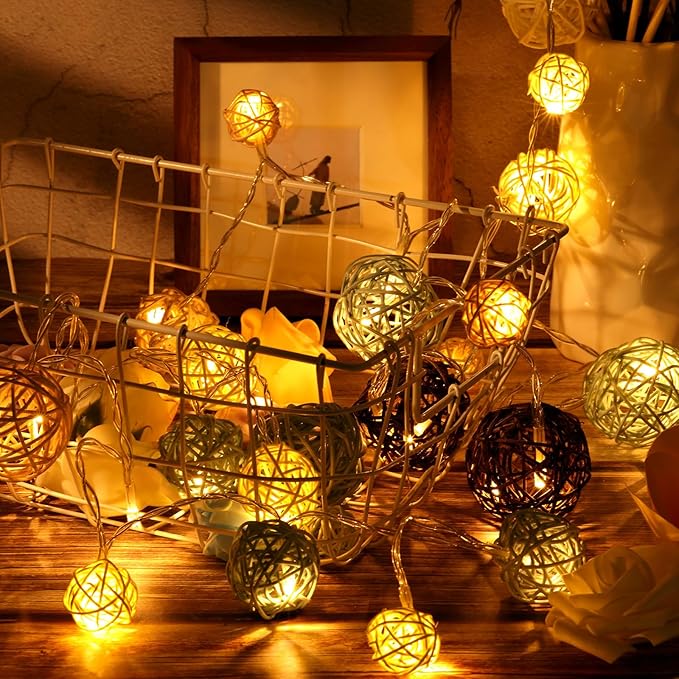 Patelai 36 Pcs Wicker Rattan Balls Decorative Balls for Vase Centerpiece Bowls Orbs Filler for Home Decor,4 Sizes(Orange, Purple, Black, Neon Green)
