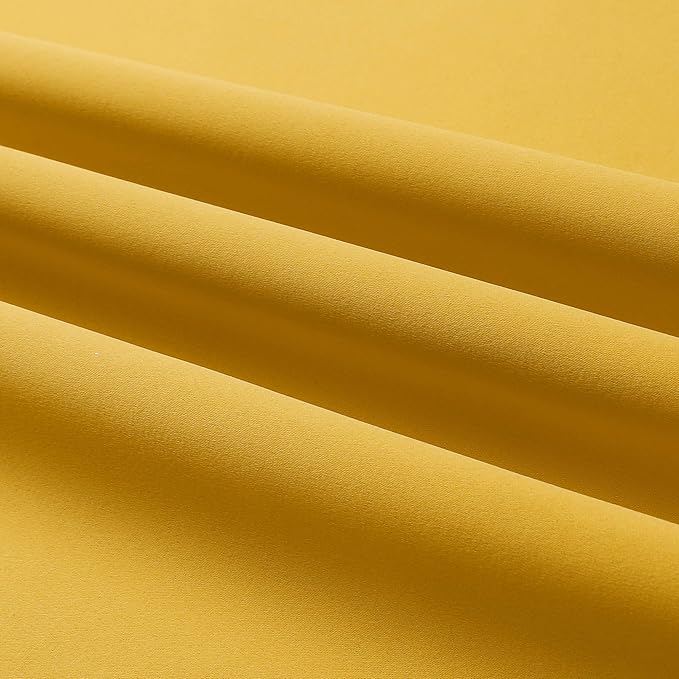 DUALIFE Gold Yellow Curtains 72 Inches Long-Blackout Curtain Panels for Bedroom Room Darkening Gold Solid Window Drapes for Living Room Thermal Insulated Grommet Top 42Wx72L,2 Panels