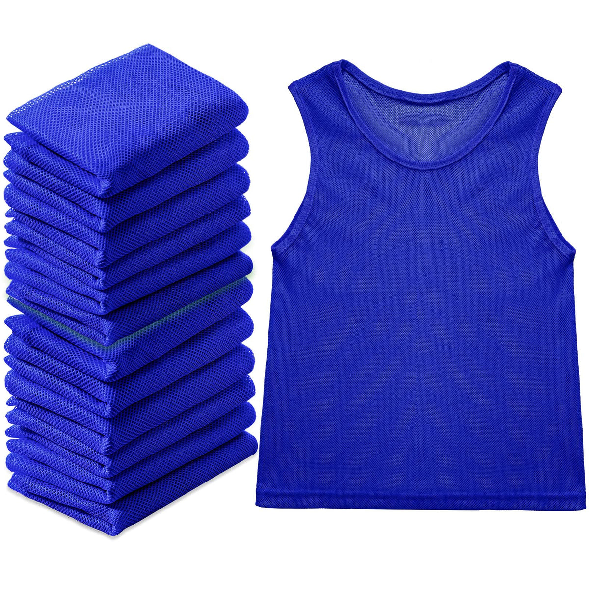 Sintege 12 Pcs Soccer Pinnies Pennies Jersey Scrimmage Vest Sports Practice Jersey Mesh Basketball Vest for Youth Adult Kids(Small,Dark Blue)