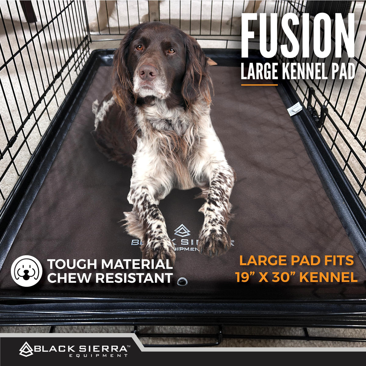 Black Sierra Large Dog Kennel Pad, 1 Inch Thick Padding Measures 30" x 18", Water Resistant Crate Cushion for Hunting or Travel, Durable and Slip Resistant Pet Bedding Mat