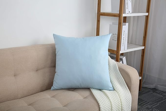 TangDepot Handmade Decorative Solid 100% Cotton Canvas Throw Pillow Covers/Cushion Covers, 45 Colors Available - (20" x20" , Light Blue, 2 Count (Pack of 1))