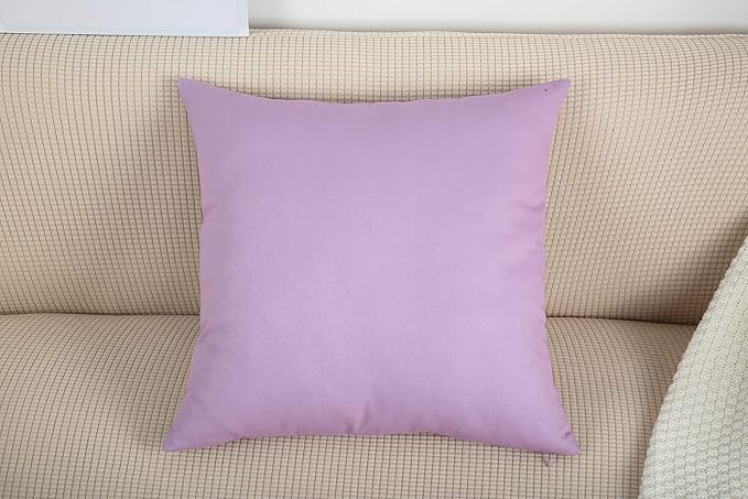 TangDepot Handmade Decorative Solid 100% Cotton Canvas Throw Pillow Covers/Pillow Shams, (28"x28", Light Purple Lavende)