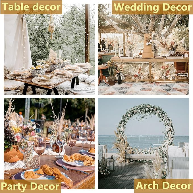 Dried Pampas Grass Decor, 120 PCS Pampas Grass with Bunny Tails Dried Flowers, Reed Grass Bouquet for Wedding, Boho Flowers, Home Table Decor, Rustic Farmhouse Party (White and Brown)