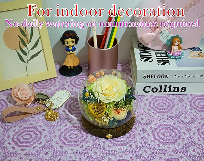 Valley of Rain & Forest Long-Lasting Real Flowers, Unique Floral Gift for You to Send Love for All Occasions, for Indoor Decoration (Champagne & Yellow Roses Arrangement)
