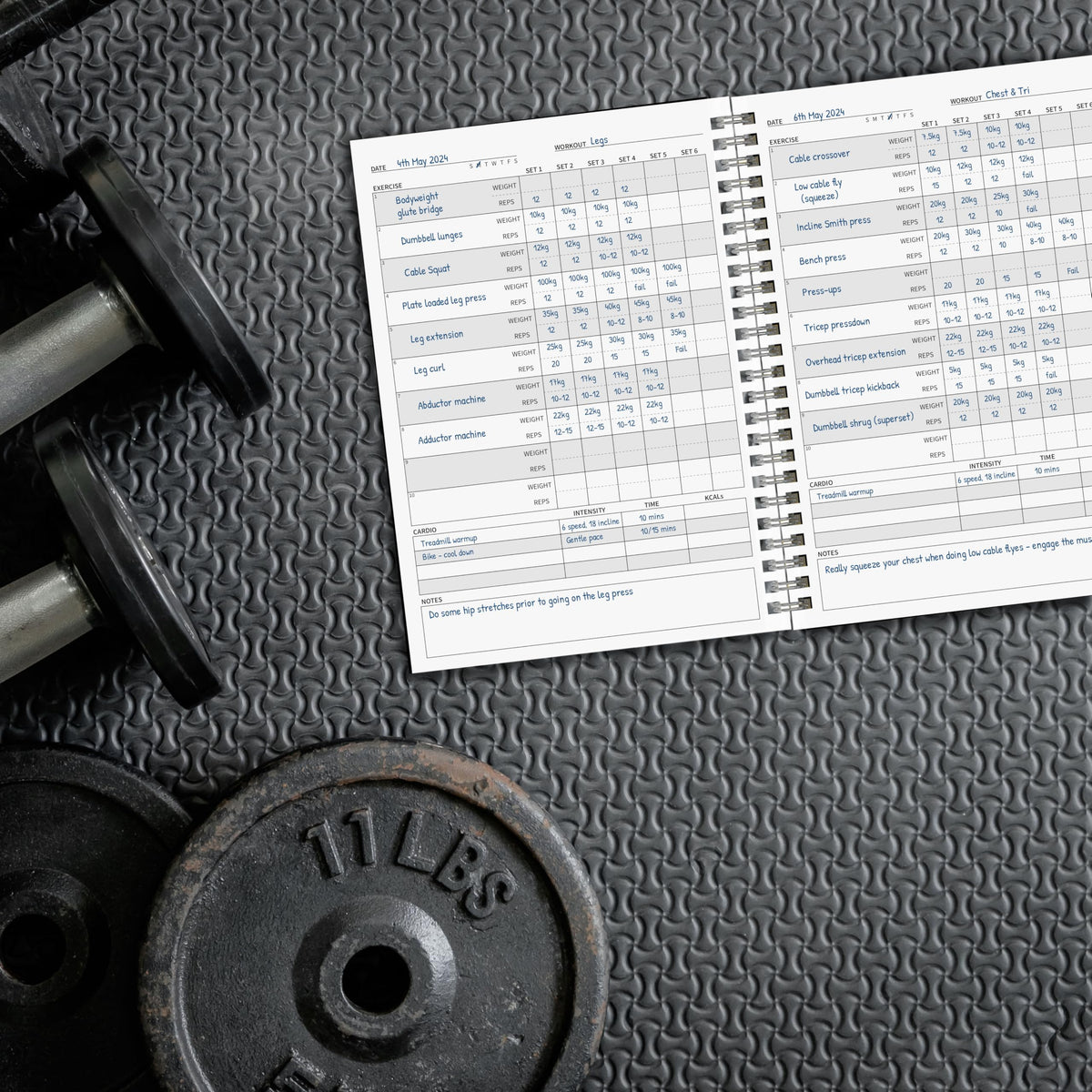 The Gym Log - The perfect logbook to record all your workouts - 8.3 x 5.8 inches with 104 pages and space for 100 workouts
