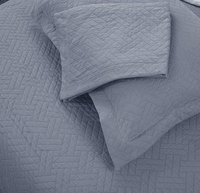 Threadmill Cotton Shams Set of 2 Standard Size | Luxury All-Season 100% Cotton Pillow Covers | Criss Cross Lightweight, Soft, Cozy Decorative Bed Pillow Shams | Scottish Grey